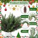 50PCS Christmas Norfolk Pine Branches, 6 Styles Artificial Christmas Norfolk Branches Artificial Greenery Real Touch Pine Needle Branches Stems Sprigs for Xmas DIY Making Garland Wreath Home Decor