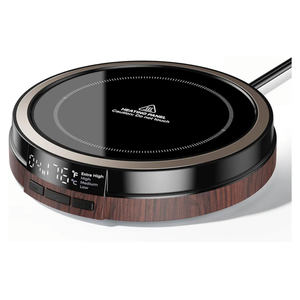 Coffee Mug Warmer for Desk, 50W Fast Heating Cup Warmer with Smart Display, 4 Temps & 12H Timer, Auto Shut Off for Tea, Milk, Hot Drinks - Wood Effect