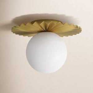 1-Light Gold Sputnik Semi-Flush Mount Ceiling Light, 9.8-Inch Glass Fixture