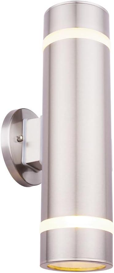 Cerdeco 15" Stainless Steel Modern Porch Light Outdoor Wall Lighting Cylinder Wall Sconce Suitable for Garden & Patio,Nickel Finished[ UL-Listed ]