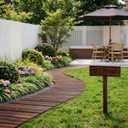 Spurgehom 7FT Wooden Garden Pathway Curved Outdoor Walkway Roll Out Cedar Wood Patio Flooring Path Decorative Lawn Patio Pavers Boardwalk Beach Wedding Party (Brown)