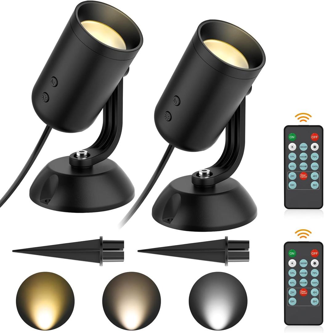 Olafus 2 Pack Dimmable Spotlights Indoor, LED Uplighting with Timer and Remote, 5W LED Up Lights, Floor Spotlight for Pictures Artwork Plant, Plug in Spotlight with 6.56 FT Cord