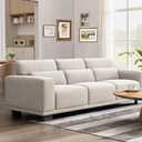 Marsail 89" Sofa, 3 Seater Couch for Living Room, Modern Sofa with Deep Seats Supportive Cushion and Wide Armrests, Easy to Clean with Removable Covers, Linen Fabric, Beige