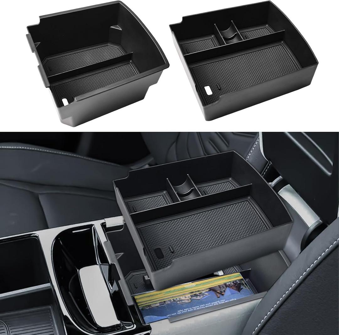 EDBETOS Double-Layer Center Console Organizer for 2025 2026 Hyundai Tucson Including (Gas:Limited), (Hybrid: Blue/SEL Convenience/N Line) and (Plug-in Hybrid: Limited/SEL), Fits Electronic Shift Only