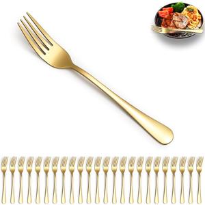 Gold Dinner Forks 24 Pieces, Stainless Steel Titanium Gold Plating Table Forks for Home, Restaurant, Wedding, Parties, Events, Daily Use