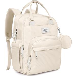 RUVALINO Diaper Bag Backpack-Multifunction Baby Travel Bag with Changing pad, Insulated Bottle Holders & Pacifier Case, Large Capacity, Waterproof, Beige