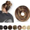Charmele Messy Bun Hair Piece Human Hair, Human Hair Bun, Messy Bun Scrunchie Updo Hairpieces Donut, Real Hair Bun Wig, Hairpiece for Women Medium Brown Mixed Honey Blonde
