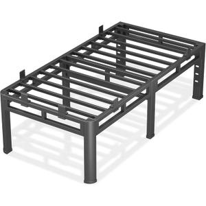 Twin Size Bed Frames 24 Inch Tall,Double Layer Heavy Duty Metal Platform | Easy Assembly,Noise Free,2in1 Base,4000lbs Capacity,6 Mattress Stoppers,Round Corner Legs, 20"Storage Space,Headboard Holes