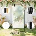 Babenest Welcome Sign Stand, Black Adjustable Metal Linen Sign Holder with 4 Ground Stakes & 2 Leather Straps, Wedding Banners & Posters for Baby Bridal Valentine Standing Display (Without signs)