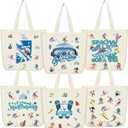 6 Pcs Ski Souvenir Gifts Ski Themed Canvas Bags Tote Bags with Handle Treat Candy Shopping Basket Reusable