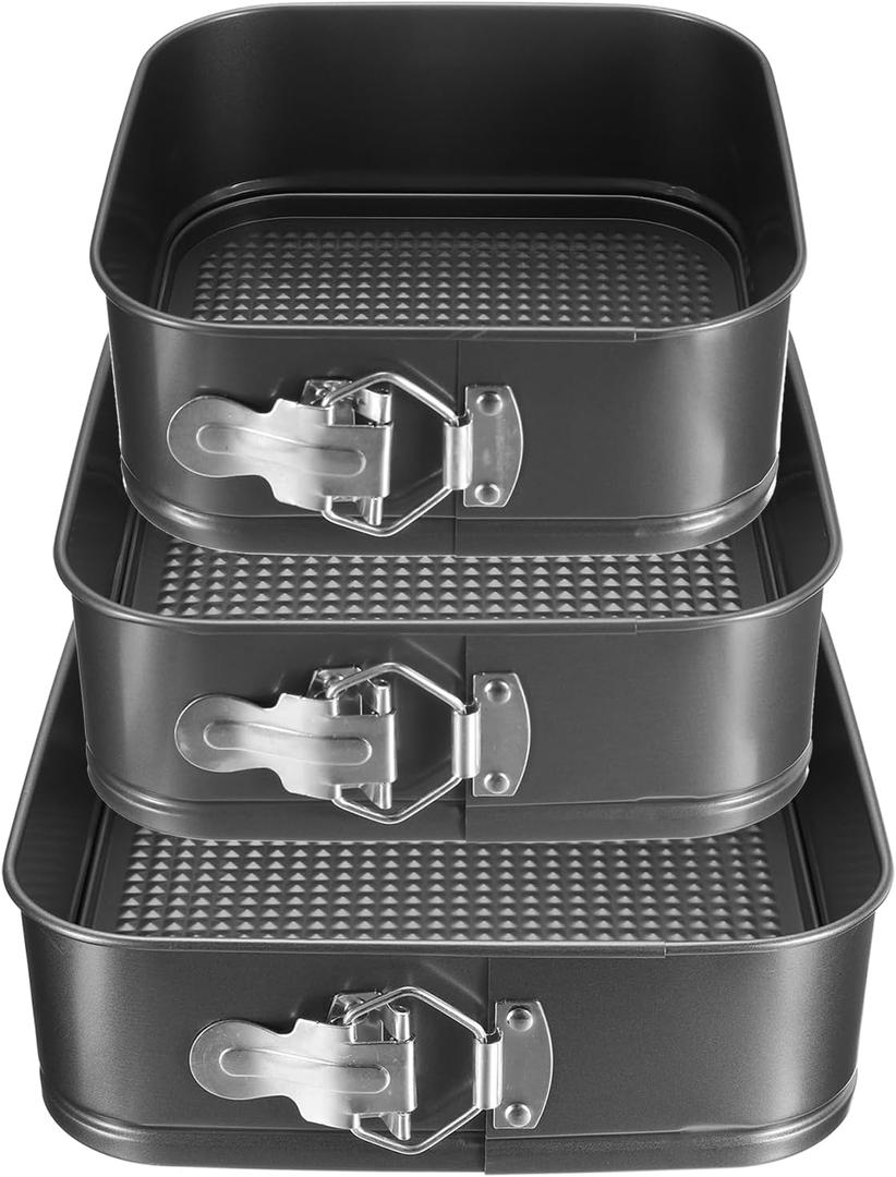 uxcell 7/8/9 Inch Springform Pan Nonstick Cake Pan with Removable Bottom Square Leakproof Cake Baking Pans Molds for Baking, Cheese Cakes, Pizza, Biscuits, Black