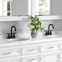 Bathroom Faucets for Sink 3 Hole, Hurran 4 inch Matte Black with Pop-up Drain and 2 Supply Hoses, Stainless Steel Lead-Free 2-Handle Centerset Faucet for Sink Vanity