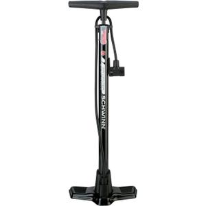 Schwinn Air Center Series or Basic Floor Pump, for a Range of Bikes, 100, 120 or 160 PSI, Soft Grip Handle, Dual Head for Schrader and Presta Valves, Manual Air Pump