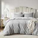 Degrees of Comfort Duvet Cover Queen - Waffle Weave Textured Soft 3 Pieces Bedding Comforter Cover with Pillowcase for All Season (No Comforter Included), Grey, Full/Queen (Gray)