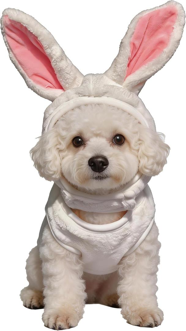 Pet Costume for Small Dogs Cats,Halloween Hoodies Winter Puppy Coat Outfits Funny Pajamas Clothes for Christmas Party,White Bunny M