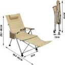 Reclining Camping Chair with Foot Rest,5-Position Adjustable Camping Lounge Chair,Folding Beach Chair with Carry Bag,Supports 330 lbs