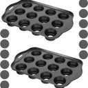 2 Pack Mini Muffin Pan with Removable Bottom 12 Cavity Nonstick Carbon Steel Cheesecake Cupcake Baking Pans, Round, Oven Safe, 13 x 8 Inches