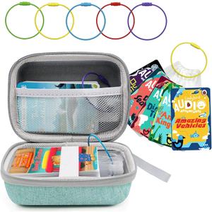 Card Case for Yoto cards, Hard Portable Card Case with Zipper & for Yoto Card Keyring Loop Holder Card Tabs, Travel Carrier Kids Toy Storage Organiser Tidy Mini Card Storage (Green)