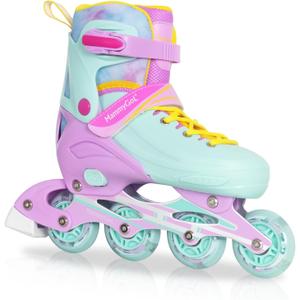 MammyGol Adjustable Inline Skates for Kids Youths Adults, All Wheels Light Up, Indoor and Outdoor Blades Roller Skates for Boys Girls Teen Beginners