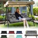 Porch Swing Cushions, Waterproof Outdoor Swing Cushions for Patio Furniture with Backresk, 2-3 Seater Thickened Patio Swing Replacement Cushion 6040" (Grey)