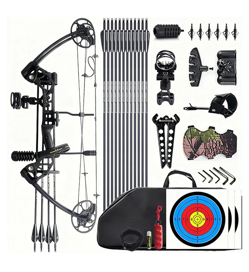 Lanneret Compound Bow and Archery Sets - Right Hand Archery Compound Bows 0-70 lbs Draw Weight Adjustable for Adults and Beginners，Hunting Bow Kit for Beginner