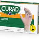 Curad - CURVT3RH Basic Care Vinyl Disposable Exam Gloves, Large (Pack of 300)