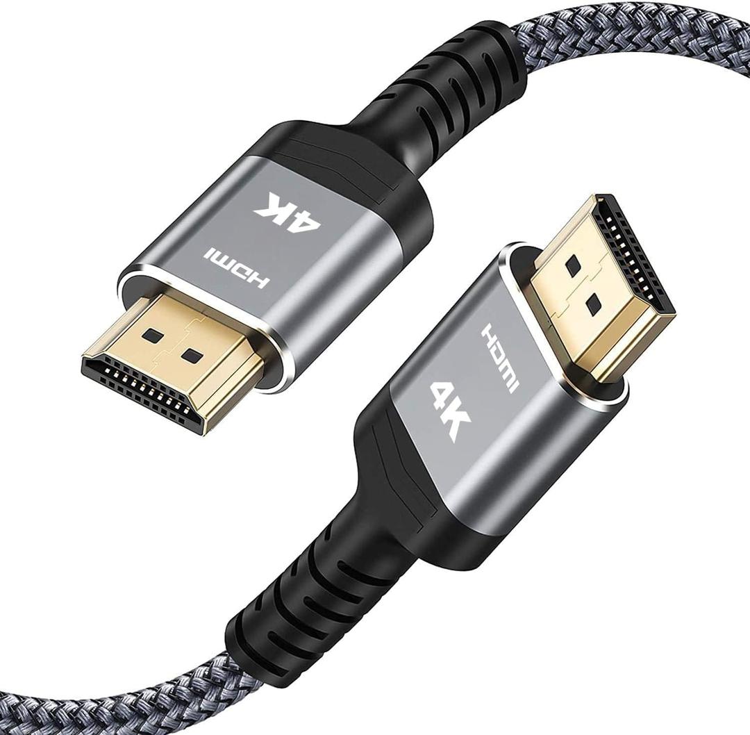 Highwings 4K Long HDMI 2.0 Cable 15FT/4.5m - 4K@60Hz HDR Braided HDMI Cord, 18Gbps High Speed with Ethernet/ARC, 3D, HDCP 2.2, ARC, Compatible for PS-5/4/3/4K HDTV/Monitor/Projector/Streaming Media (15 feet, Grey)