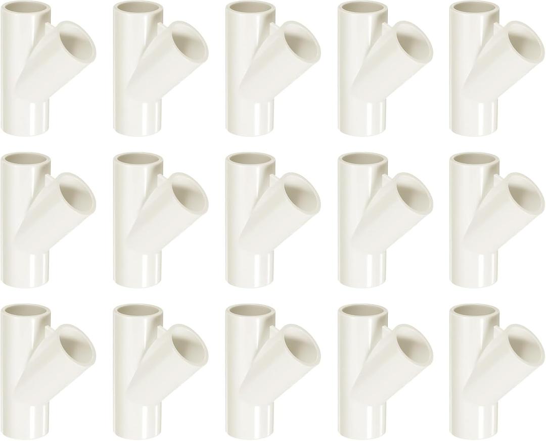 MECCANIXITY 10 Pcs PVC Fitting, 3 Way 45 Degree 1" 0.8" PVC Connectors PVC Elbow PVC Pipe Fittings PVC Coupling PVC Furniture Corner Connector for DIY Garden Support Structure, White