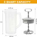 Frcctre 2 Pack Mixing Pitcher for Drinks 2 Quart/ 64oz Plastic Water Pitcher with Lid, Easy-Mix Angled Plastic Blades and Adjustable Mixer Plunger Container for Juice, Milk, Tea, Beverage Container
