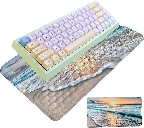 Computer Keyboard Stand Pad with Wrist Rest Easy Typing Sage Green Leaves Floral Keyboard Pad Support with Wrist Pad Ergonomic Tilted Keyboard Riser Holder for Desktop Office Home Black Flowers Floral (Silk Black Plant)