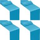 SiinvdaBZX 4 Pcs Teal Blue Satin Table Runner 12 x 108 inches Long, Bright Smooth Satin Wedding Table Runner Decorations for Birthday Parties, Buffet, Banquets, Graduations, Engagements