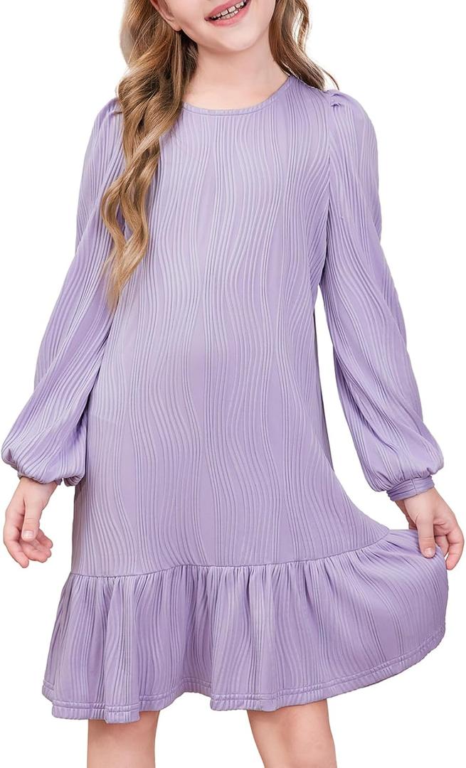 blibean Teen Girls Fall Dresses Kids Long Sleeve Boho Dress Size 6-15 Years