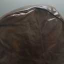 HIGOGOGO Round Stuffed Pouf Ottoman, Pu Leather Poufs with Foam Chunk Filling, Furry and Fluffy Pouf Foot Stool Storage Ottoman, 26 X 18 Floor Poufs Foot Rest for Living Room,Dark Brown