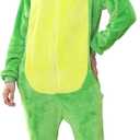 Unisex Adult Pajamas Plush Onesie Animal Cosplay Halloween Costume Gifts (Green)