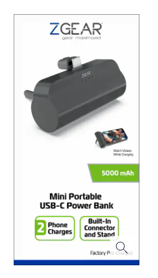 Mini Portable USB-C Power Bank 2 Phone Charges 5000 mAh