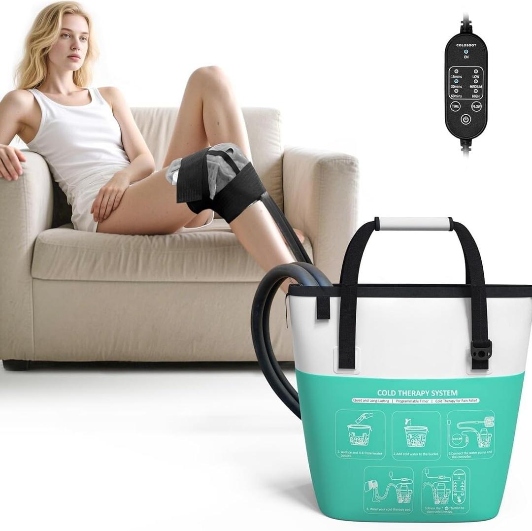 Cold Therapy Machine with Programmable Timer, Portable Ice Machine for Knee After Surgery, Knee Replacement Recovery System, Cryotherapy Pain Relief