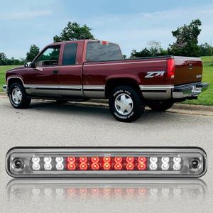 3rd Third Brake Light LED Compatible with 1988-1999 Chevy/GMC C/K-Series GMT400 High Mount Stop Third Center Cargo Rear Brake Light Bar Taillight (Chrome Housing Clear Lens)