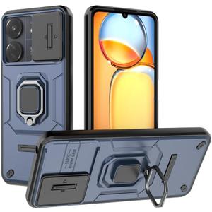Compatible with Xiaomi Redmi 13C Bracket Shell,Compatible with Xiaomi Poco C65 4G Case Cover,with Slide Camera Lens Cover Compatible with Xiaomi Redmi 13C 4G 23100RN82L Case Blue