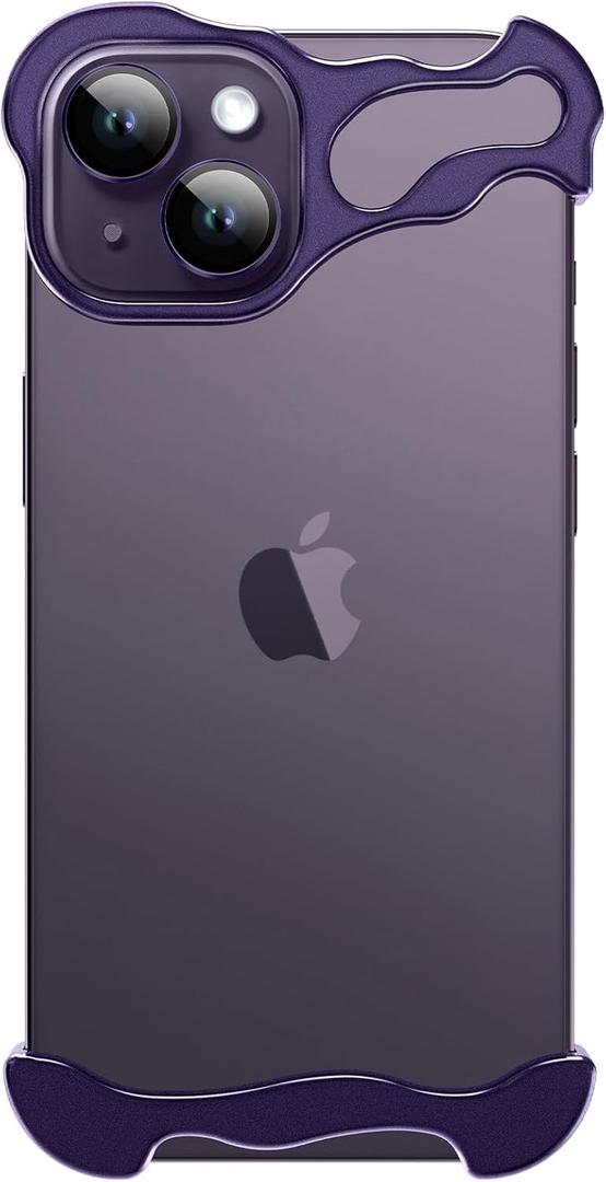 Phone Case Compatible with iPhone 15 Plus Compatible with Lens Camera Protection, Frameless Minimalist Design, Extremely Highlighting Personality (Aluminum purple)