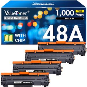 Valuetoner 48A Toner Cartridge HP Replacement for HP 48A Toner Cartridge Black CF248A 248A High Yield Work for Pro M15w M16a M15a M16w MFP M31w M30w M29w Laser Printer(Black, 4 Pack)