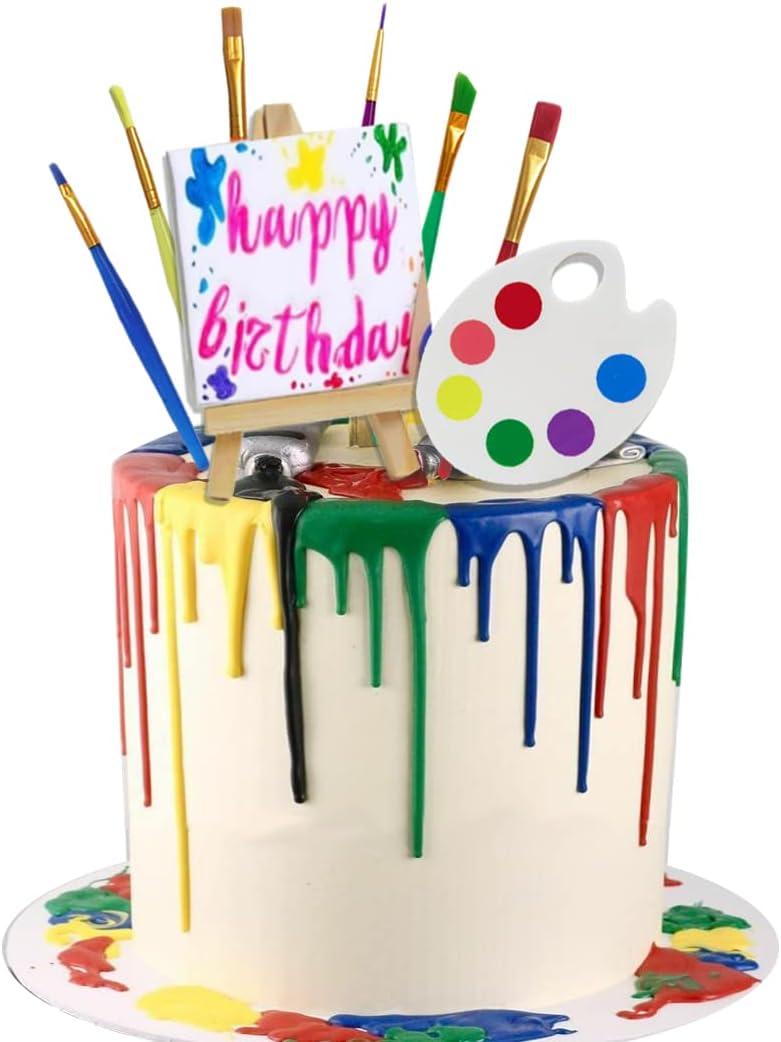Art Paint Cake Topper Paint Brush Canvases Palette Cake Topper Artist Themed Cake Decor
