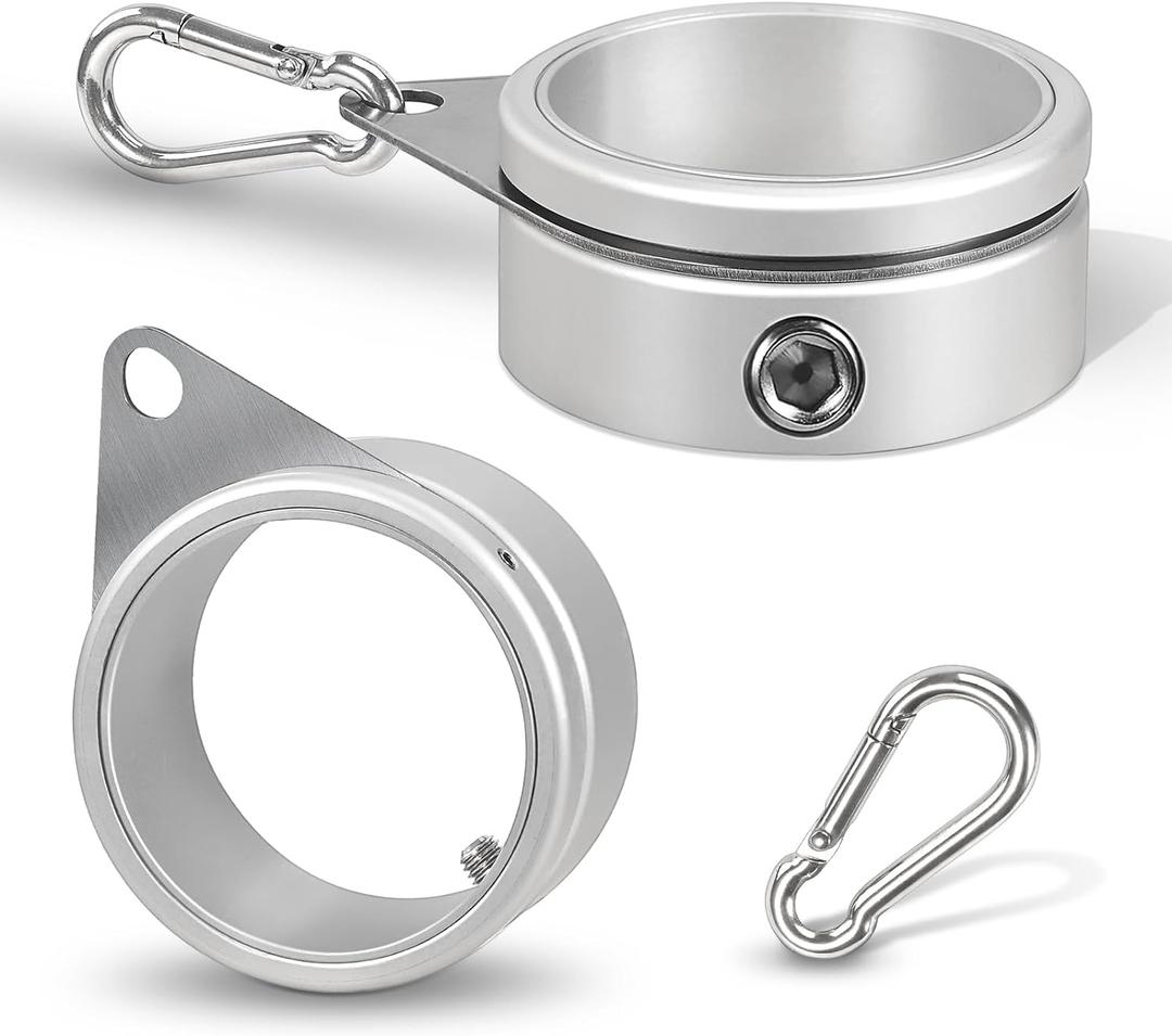 Anovo Flag Pole Rings, Flagpole Rings Aluminum Alloy 360 Rotating Anti Wrap Flag Mounting Spinning Ring Clips for 1.75-2.02 Inch Diameter Flagpole (2 Inch -Pack of 2, Matte Silver)