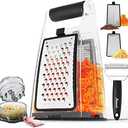Joined Cheese Grater with Garlic Crusher- Box Grater Vegetable Shredder with 2 Stainless Steel Blades - Graters for Kitchen- Cheese Graters with Handle - Garlic Mincer Tool and Vegetable Peeler