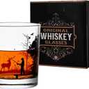 Old Fashioned Whiskey Glasses, Stemless Wine Glasses with Gift Box, 10Oz Rocks Glass for Scotch Cocktail Bourbon Vodka Liquor, Unique, Husband, Father's Day, Anniversary