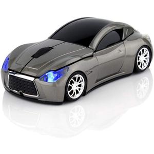 Ai5G Race Car Mouse Wireless Sports Car Shaped Mice 2.4Ghz with Led Headlight for PC Laptop (Gray)