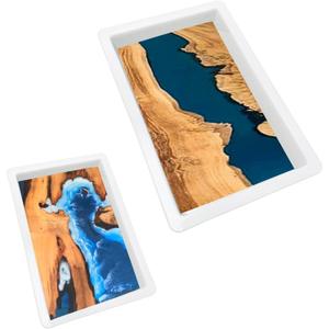 Large Reusable Epoxy Mold - 19.6 * 11.8 * 3 inch and 15.8 * 9.8 * 3 inch, River Table Mold, Cutting Board Molds for Epoxy Resin, Coffee Table, Charcuterie Board, Art Panel