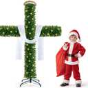 76 Inch Cross Christmas Tree with 2 Lights Strings and Garland