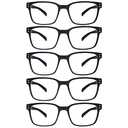 SIGVAN Blue Light Blocking Reading Glasses for Men Women Computer Spring Hinge Readers Square Frame Glasses 5 Packs (5 Black, 0)