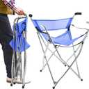 Freshore Walking Stick Folding Cane Seat for Women/Men with Heavy Duty - Walker Chair Bench Camping Travel Stool 2 Handle with 4 Legs (for Standard Figure) (Large (Pack of 1), Blue)