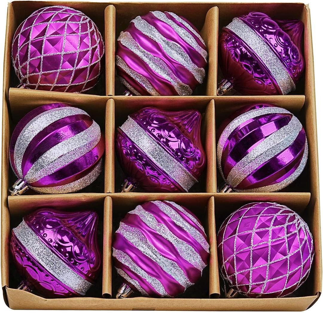 2 x Christmas Ornaments Set 9ct Christmas Tree Decoration Ornament Balls Decor Baubles for Xmas Trees Decor Holiday Party Wedding Decoration